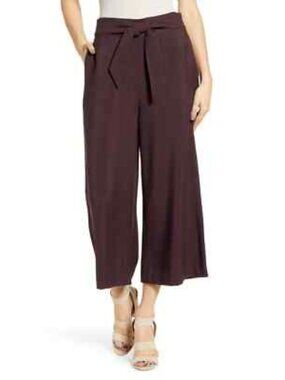 Leith Wide Leg Crop Pants Small Brown Purple NEW Office Workwear Business Casual